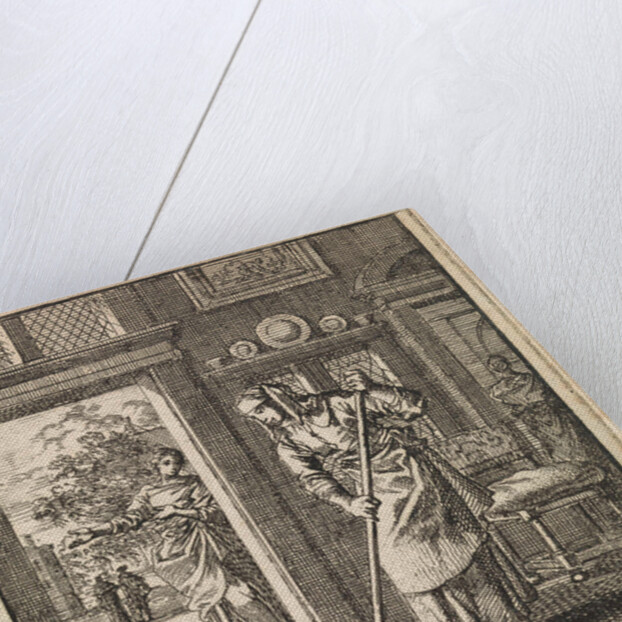 Woman sweeps the floor of a house by Pieter Arentsz & Cornelis van der Sys II