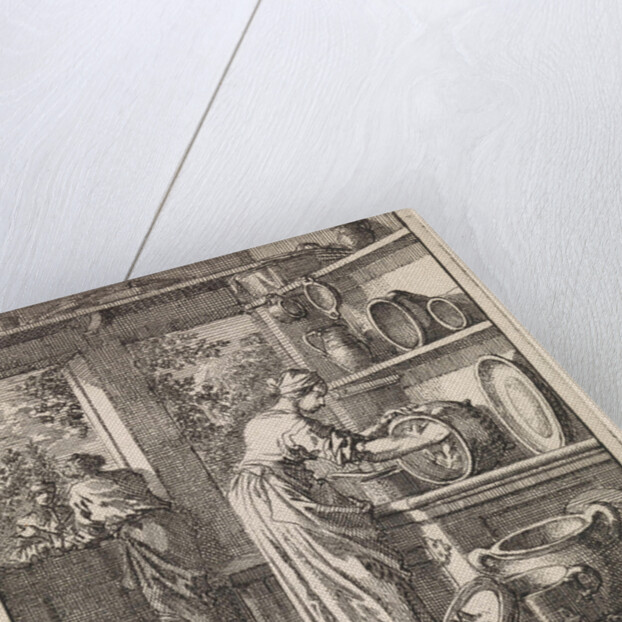 Woman cleans a pot by Pieter Arentsz & Cornelis van der Sys II