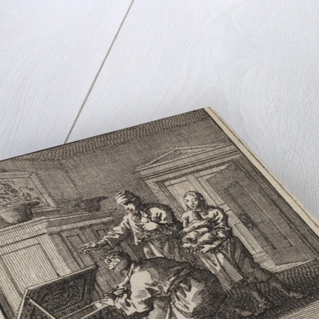 Three men near a money box by Pieter Arentsz & Cornelis van der Sys II