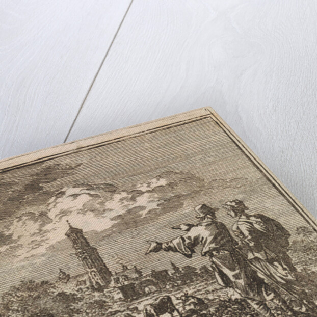 Two men watching a church tower by Pieter Arentsz & Cornelis van der Sys II