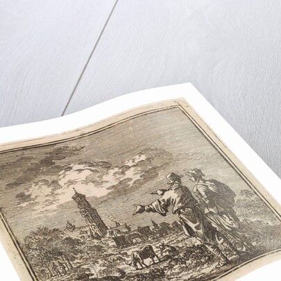 Two men watching a church tower by Pieter Arentsz & Cornelis van der Sys II