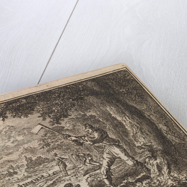 Lumberjack is working to cut down a tree by Pieter Arentsz & Cornelis van der Sys II