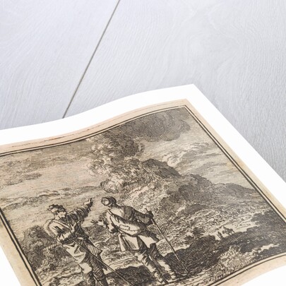 Two hikers looking at the smoking Etna, Italy by Pieter Arentsz & Cornelis van der Sys II
