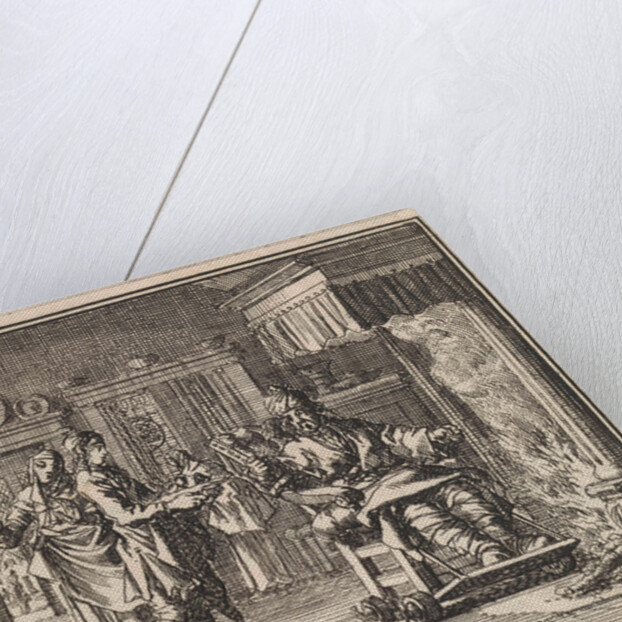 Man with gout gets food served at the fireplace by Pieter Arentsz & Cornelis van der Sys II