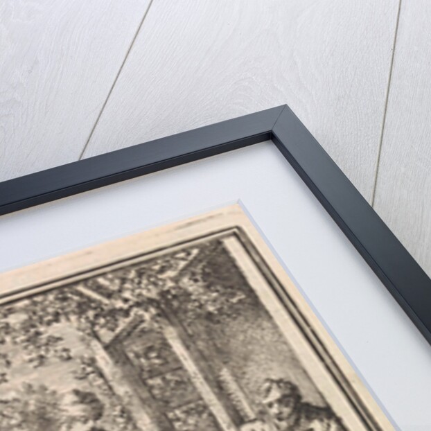 Two men in a garden with a gazebo by Pieter Arentsz & Cornelis van der Sys II