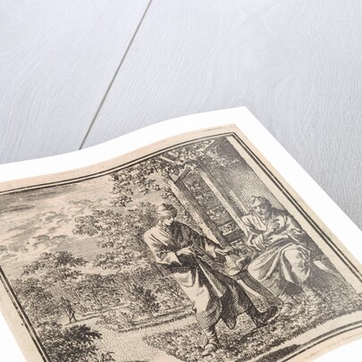 Two men in a garden with a gazebo by Pieter Arentsz & Cornelis van der Sys II