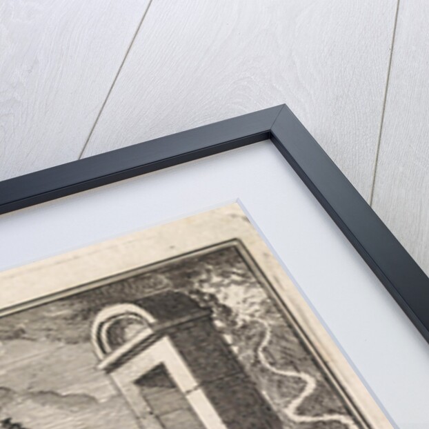 Before a narrow gate a few men rest near a globe by Cornelis van der Sys II