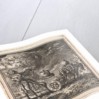 Heart on a chariot pulled in opposite directions by an angel and a donkey by Pieter Arentsz & Cornelis van der Sys II