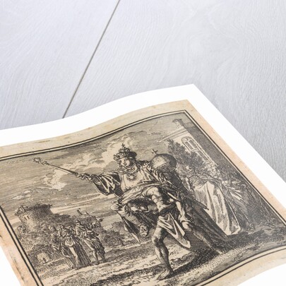 Man is burdened by the weight of the dignitary on his back, whose cloak is carried by death and the devil by Cornelis van der Sys II