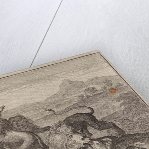 Two Abyssinian nobles being devoured by lions on the field that they ruined during their hunting by Frantz Martin Hertzen