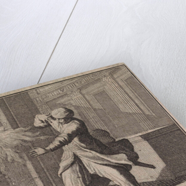 Oriental man looks out of curiosity in a closet at a host chalice, from which as punishment a flame bursts out by Frantz Martin Hertzen