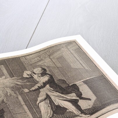 Oriental man looks out of curiosity in a closet at a host chalice, from which as punishment a flame bursts out by Frantz Martin Hertzen