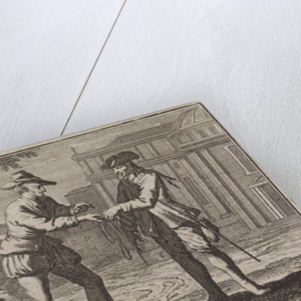 Devil handing a piece of string to a nobleman who has become poor by Christoph Weigel