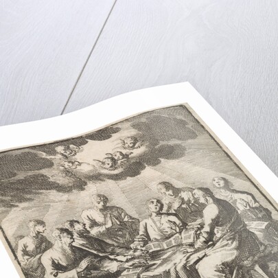 Eight men singing around a table by Jacobus van Hardenberg
