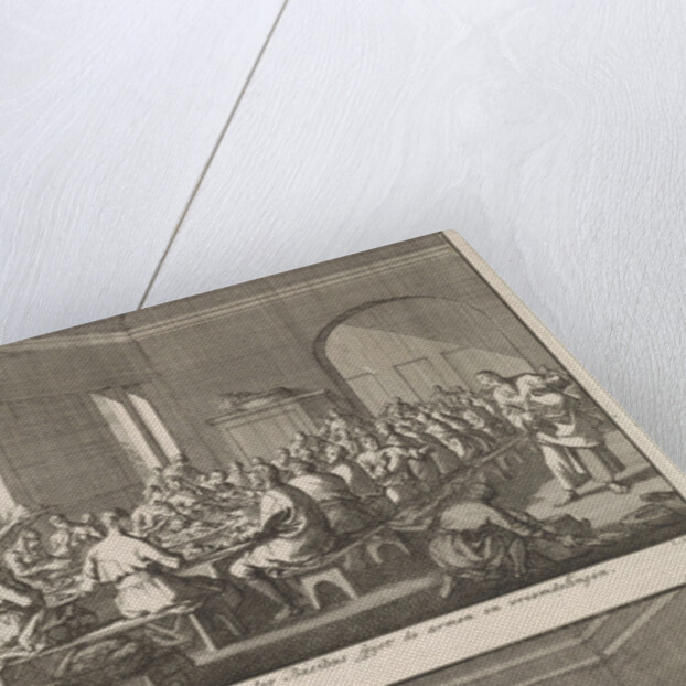 Saint Basil serves a meal to the poor and Christ washing the feet of Peter by Barent Visscher