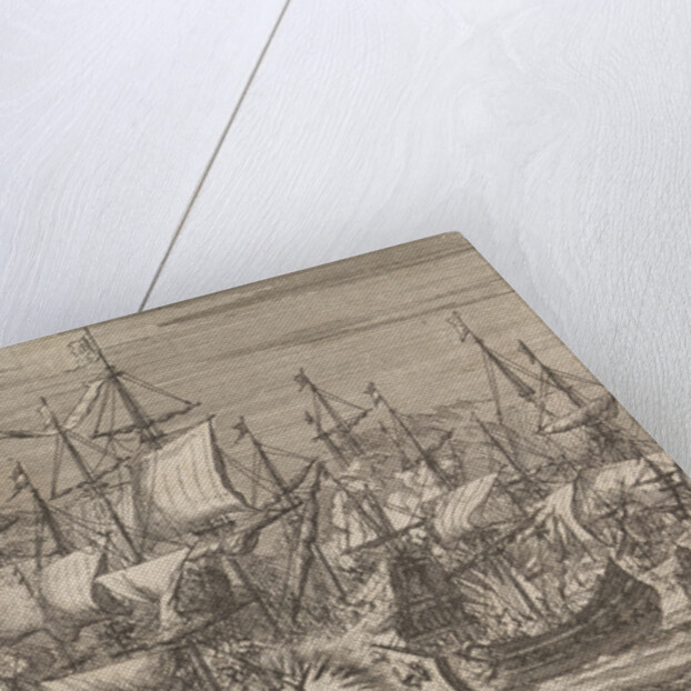 Five Zeeland privateers fight against eight Portuguese warships off the coast of Brazil, in 1657 by Pieter van der Aa I