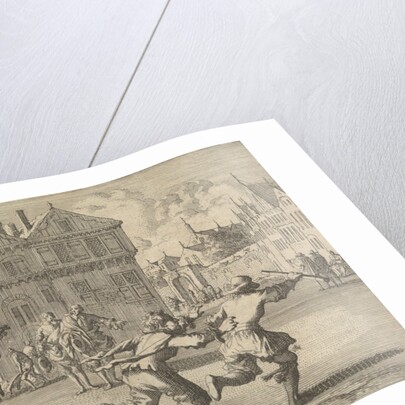 Boy offends the Mayor of Strasbourg by stealing the stick from his clerk by Pieter van der Aa I