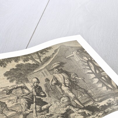 Count Wirich Philipp von Daun, Count Falkenstein, killed by Spaniards at a watermill by Pieter van der Aa I