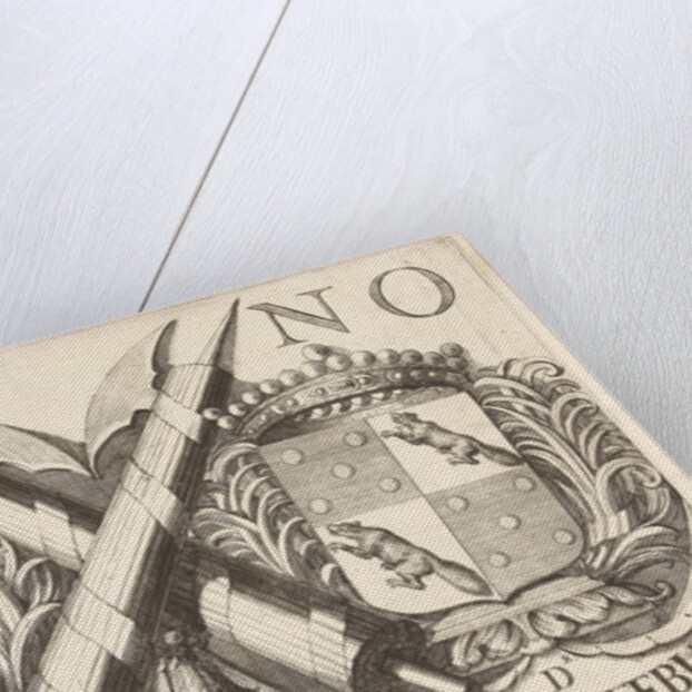 Coat of arms of Antoni Coning and Mahu le Febure by Romeyn de Hooghe