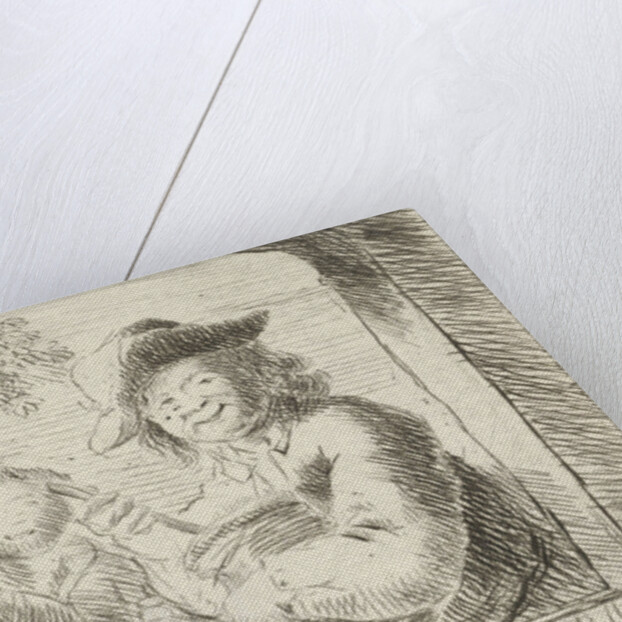 Rommelpot, a friction drum player and two children in a niche by Simon Klapmuts