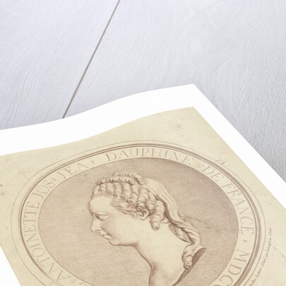 Portrait of Marie Antoinette, Dauphine of France, in bas-relief on the medallion by Gilles Demarteau