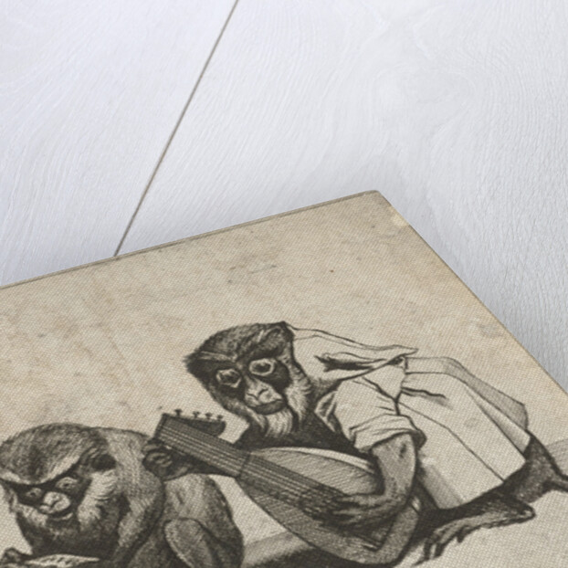 Two monkeys making music by Anonymous