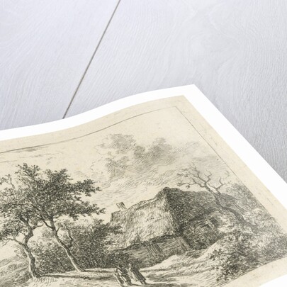 Three figures at a farm by Gerrit Jan Michaelis