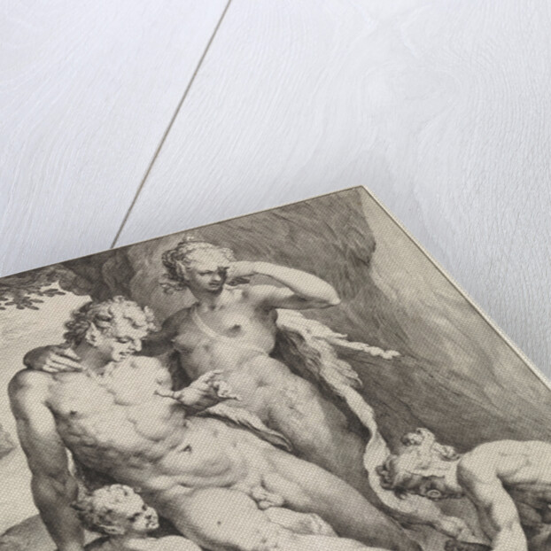 Oreaden removing a thorn from the foot of a satyr by Harmen Jansz Muller