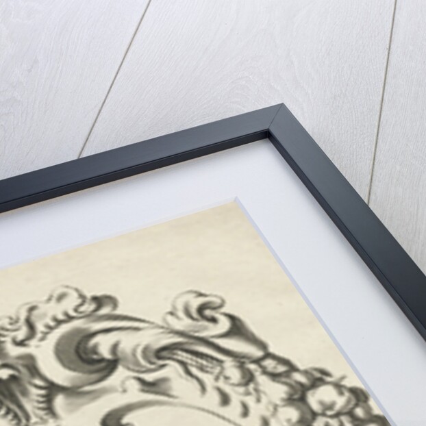 Cartouche with lobe ornament consisting of two compartments by Nicolaes Visscher I