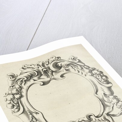Cartouche with lobe ornament consisting of two compartments by Nicolaes Visscher I