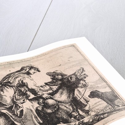 Woman gets on a donkey by Jan Baptist de Wael