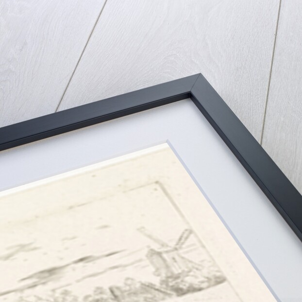 Sleeping dog with windmill in the background by Wouter Johannes van Troostwijk