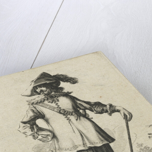 Standing officer with walking stick by Pieter Jansz. Quast