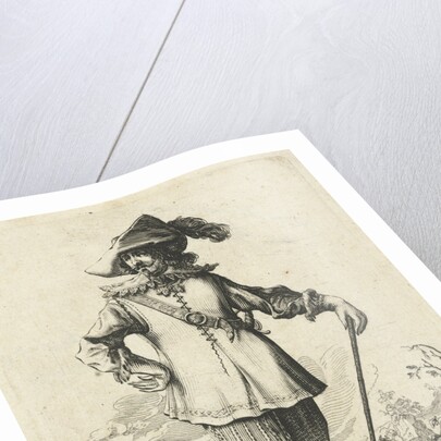 Standing officer with walking stick by Pieter Jansz. Quast