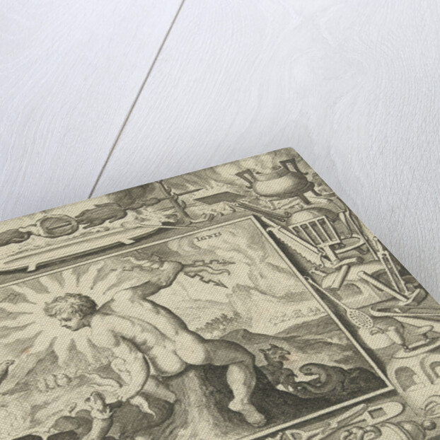 The element of fire as a young man with lightning by Nicolaes de Bruyn