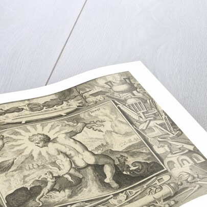 The element of fire as a young man with lightning by Nicolaes de Bruyn