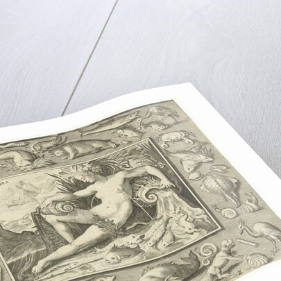 The element water personified by a women at a well containing fishes by Maerten de Vos