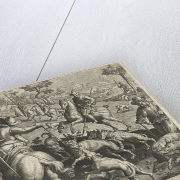 Wolf hunting with spears by Philips Galle