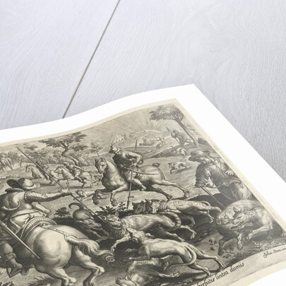 Wolf hunting with spears by Philips Galle