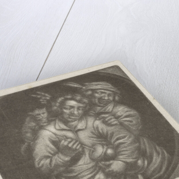 Rommelpotspeler, friction drum player, with a cat by Adriaen Brouwer