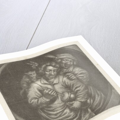 Rommelpotspeler, friction drum player, with a cat by Adriaen Brouwer