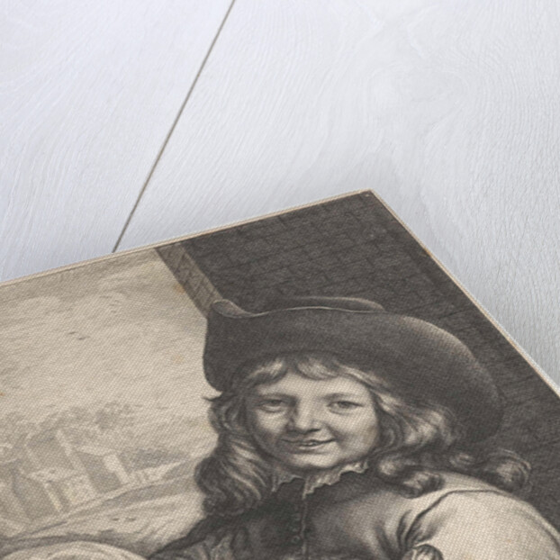 Smiling boy with cat, Lambert Visscher by Antoine François Dennel