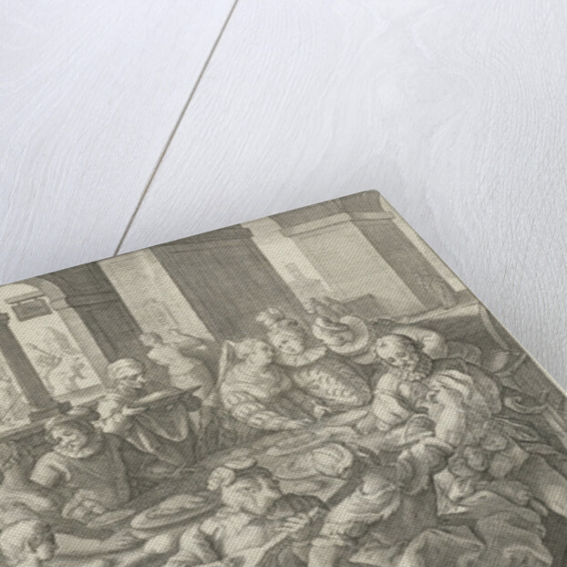 The prodigal son squanders his money on prostitutes by Joost Pieters de Reyger