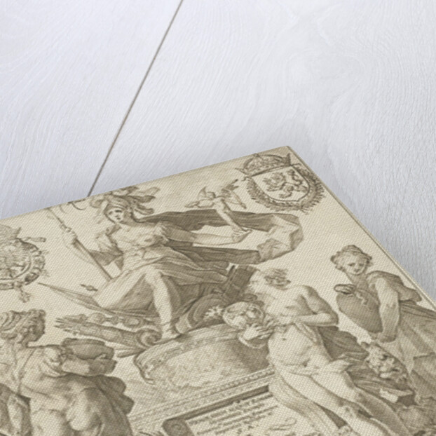 Title print for print series The Roman heroes by Hendrick Goltzius