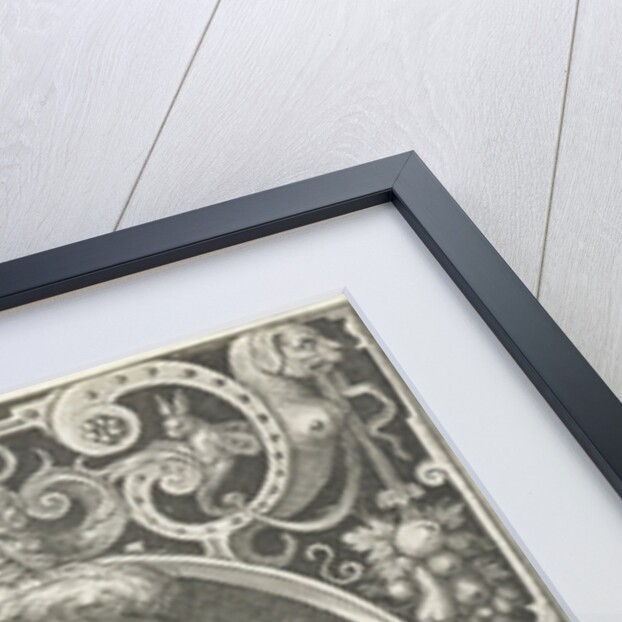 Portrait of Alexander the Great in medallion inside rectangular frame with ornaments by Nicolaes de Bruyn