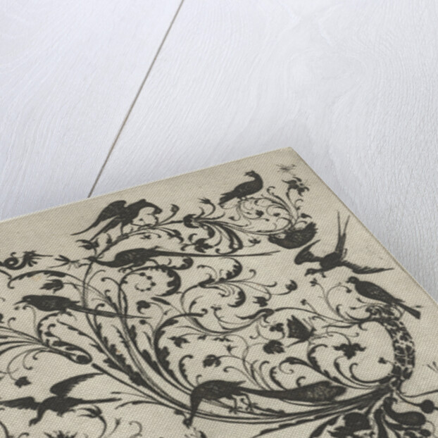 Decoration with flowers and birds by Anonymous