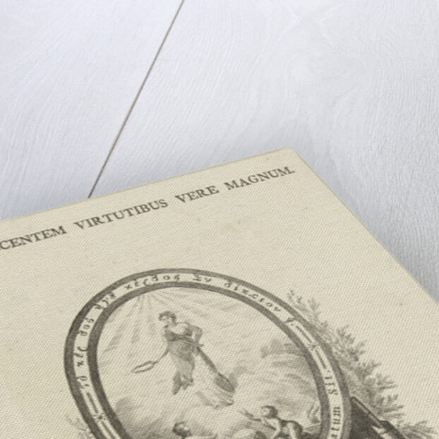 Vignette with woman with laurel wreath by Hermanus Fock