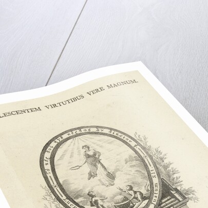 Vignette with woman with laurel wreath by Hermanus Fock