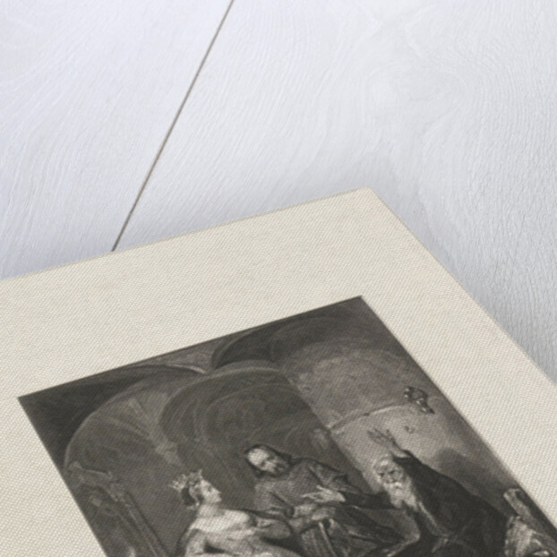 Crowned lady near a chained man by Koenraad Fuhri