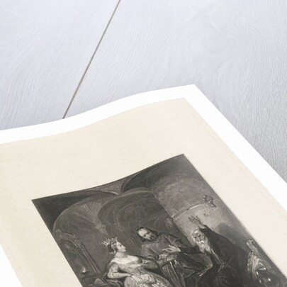 Crowned lady near a chained man by Koenraad Fuhri